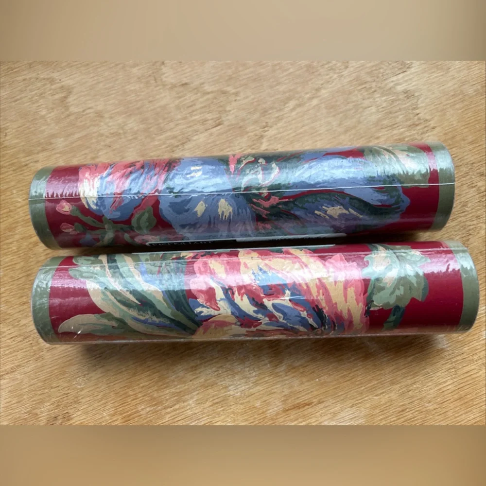 Eisenhart Wallpaper Borders Red Blue Floral Prepasted 10 Total Yards X 6.7” New